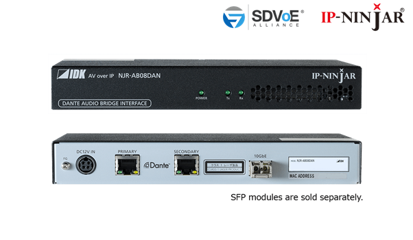 NJR-AB08DAN - Dante Audio Bridge Interface (SFP+ module sold separately)
